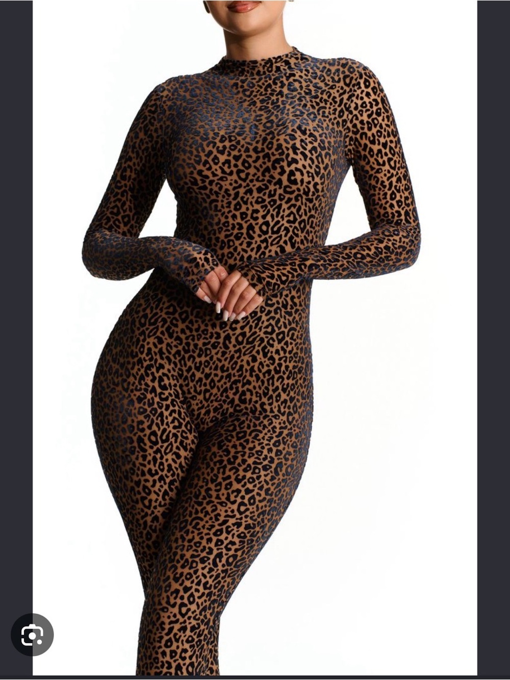 naked wardrobe Leopard Print Long Sleeve Bodysuit - Brown & Black